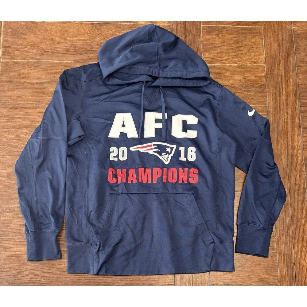 New England Patriots 2016 AFC Champions NIKE THERMA-FIT Hoodie Sweater Size M
